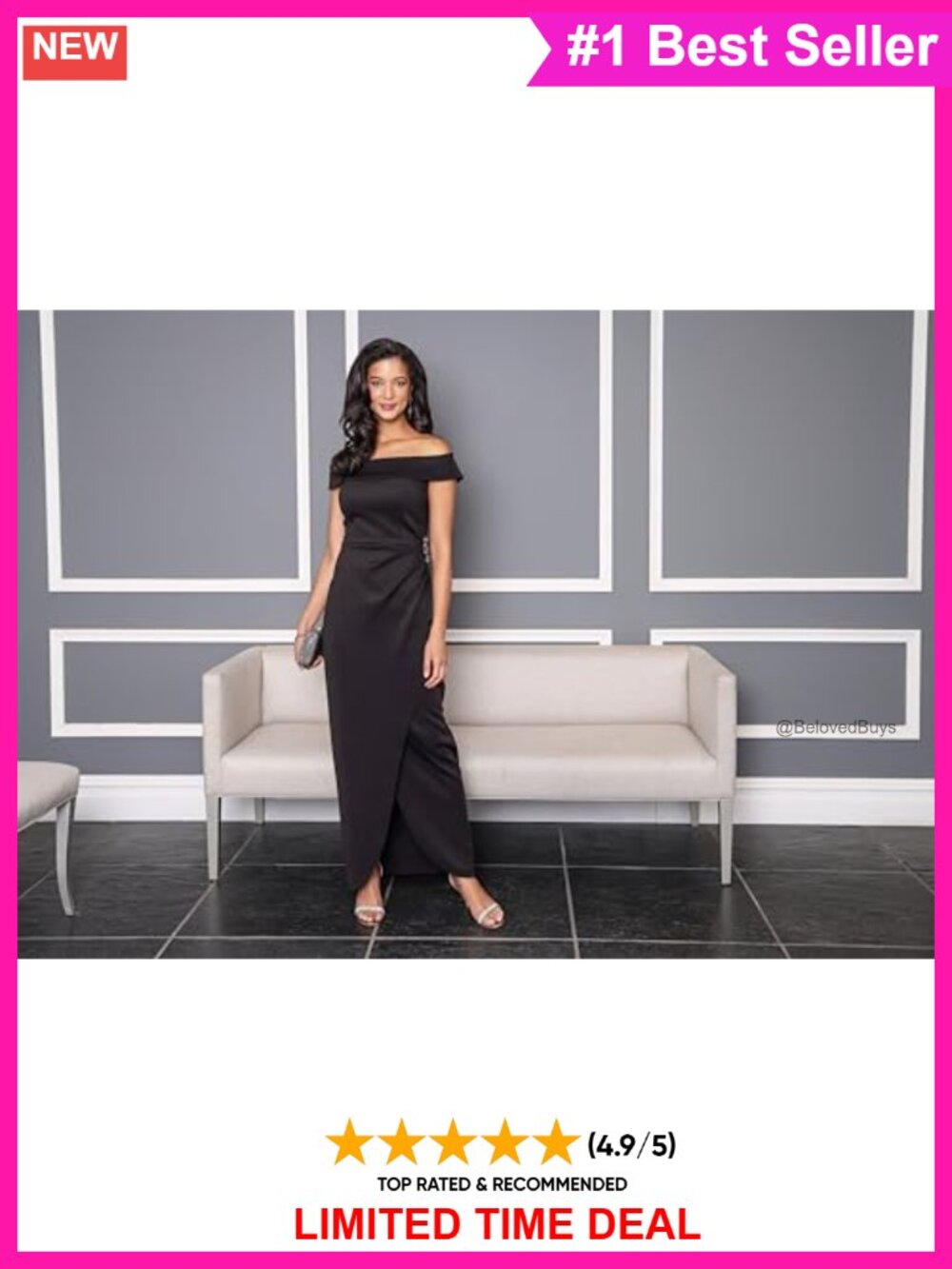 Stretch Scuba Crepe Off Shoulder Formal Dress Embellished Sheath